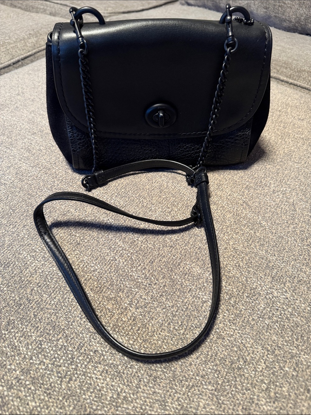 Coach Classic Black Leather Crossbody Bag - Picture 6 of 9